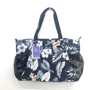 Esvan NEW Black Tropical Print Duffle Tote Beach Gym Bag